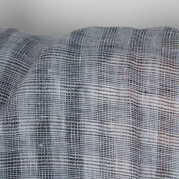 Linen fabric small grey open-weave checks, sparse weave pattern