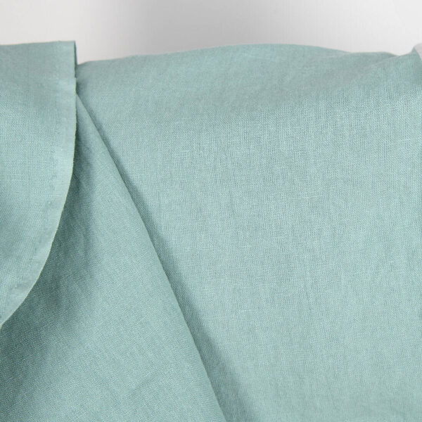 Linen cotton fabric in jadeite colour, washed, plain weave