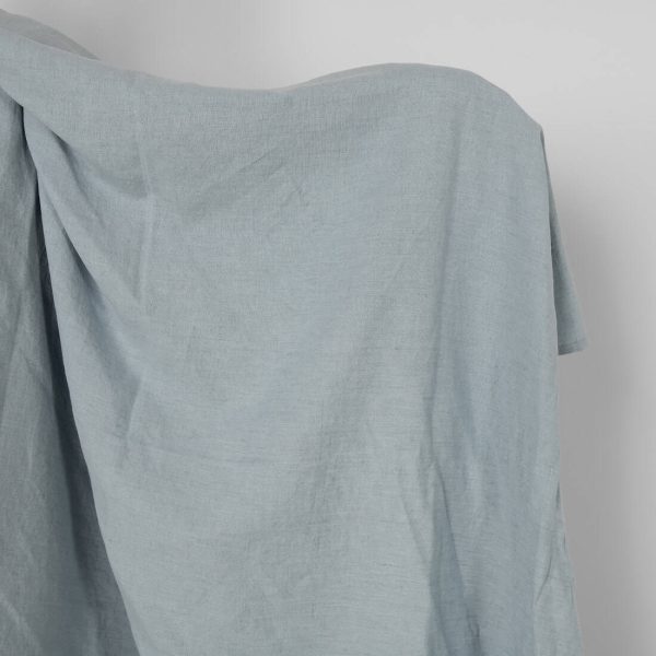 Washed linen cotton fabric grey blue