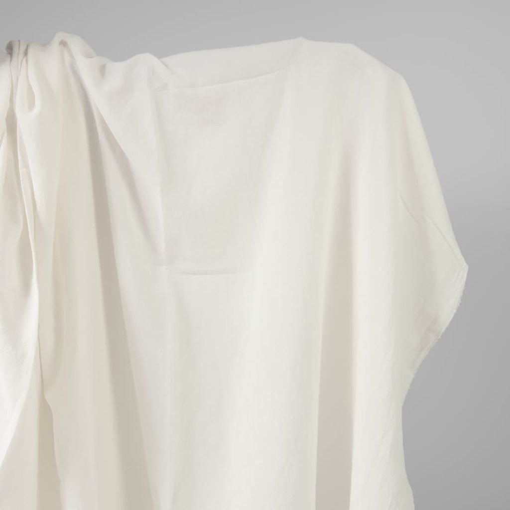 Wide washed linen cotton fabric off-white colour
