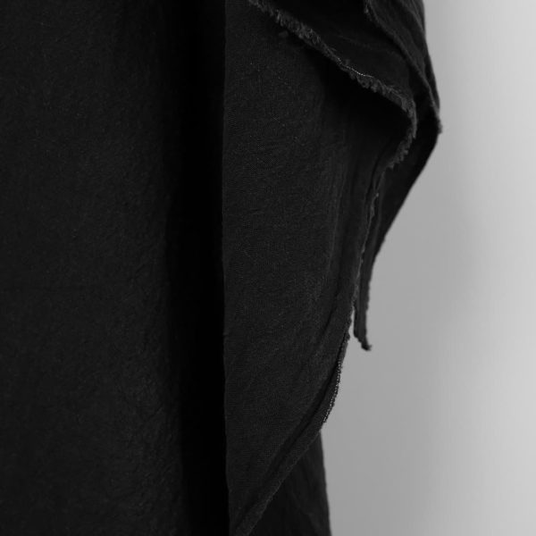Wide washed linen cotton fabric in black edge