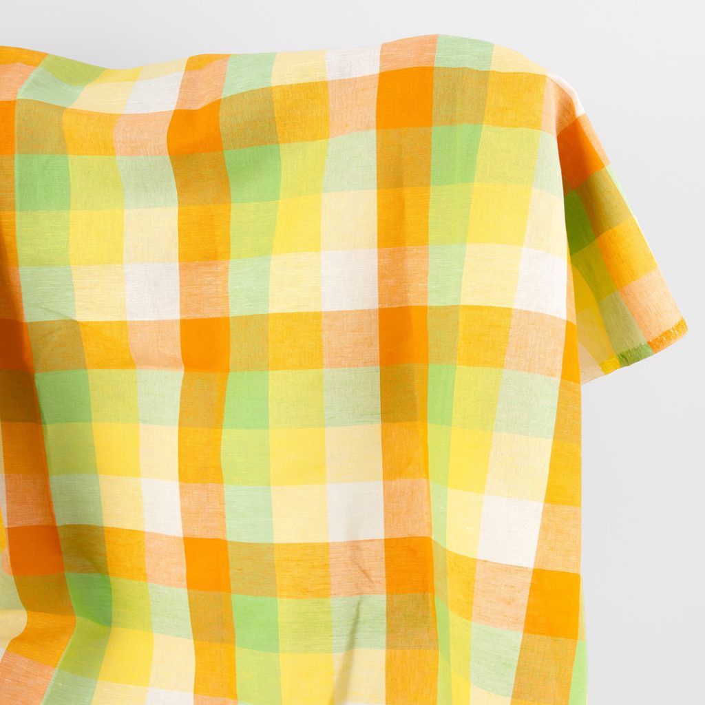 Linen cotton fabric in colourful checks