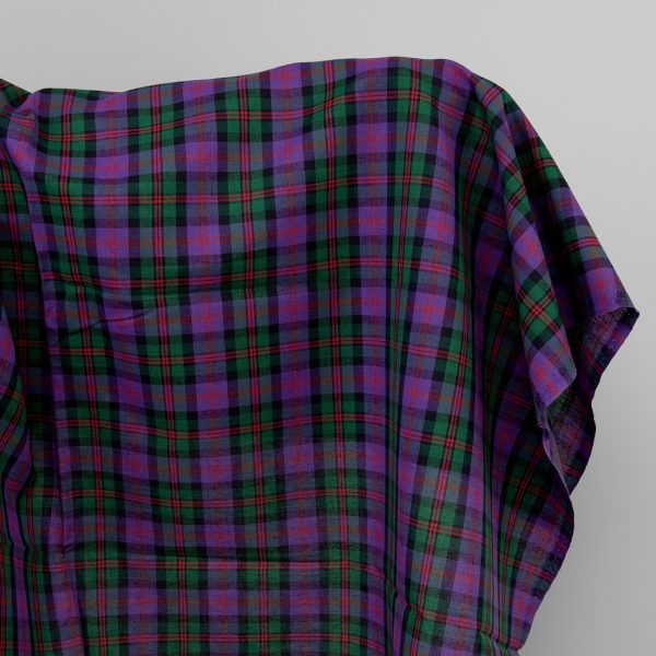 Purple and green linen cotton fabric