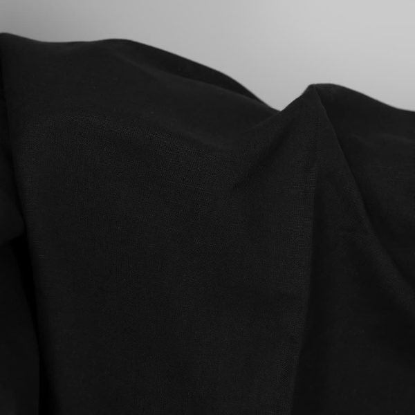 Linen cotton fabric in black texture