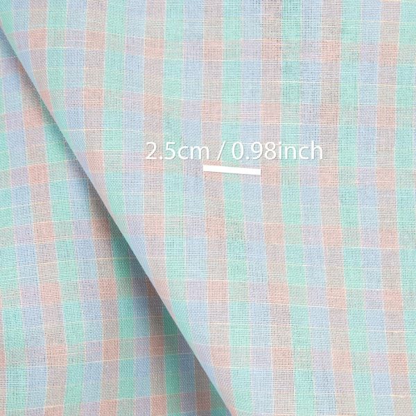 リネンコットン生地 ブライトパステルチェック - 画像 (4)