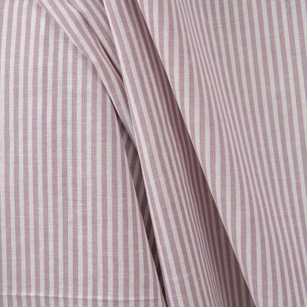 Wide linen cotton fabric in white and lilac stripes product photo