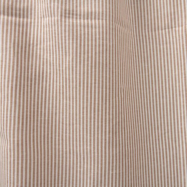 Wide linen cotton fabric in white and brown stripes product photo
