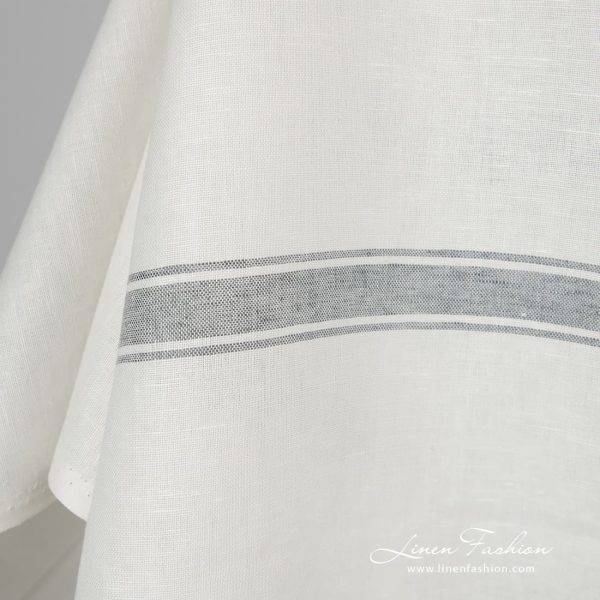 Linen cotton fabric in grey stripes.