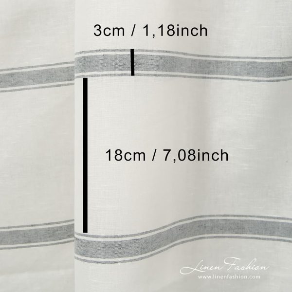 Striped white linen cotton fabric.