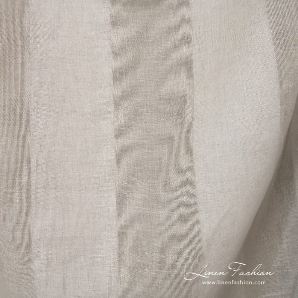 Linen cotton fabric in grey color, striped.