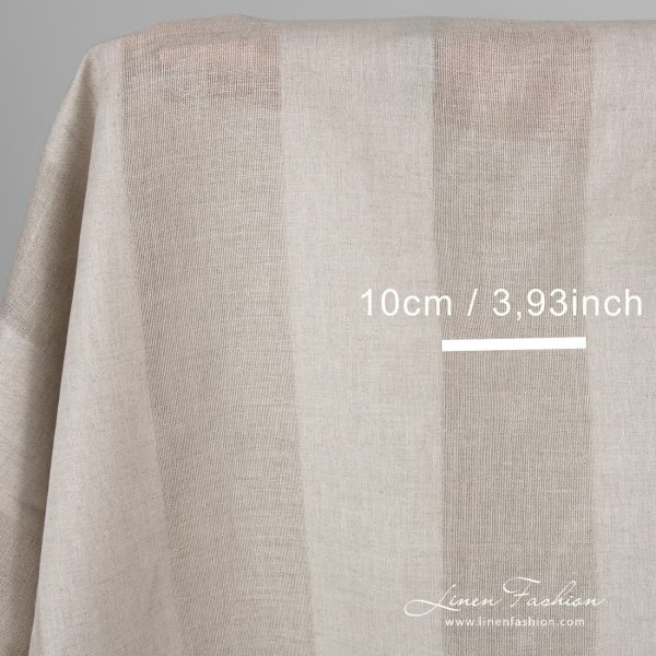 Striped grey linen cotton fabric.