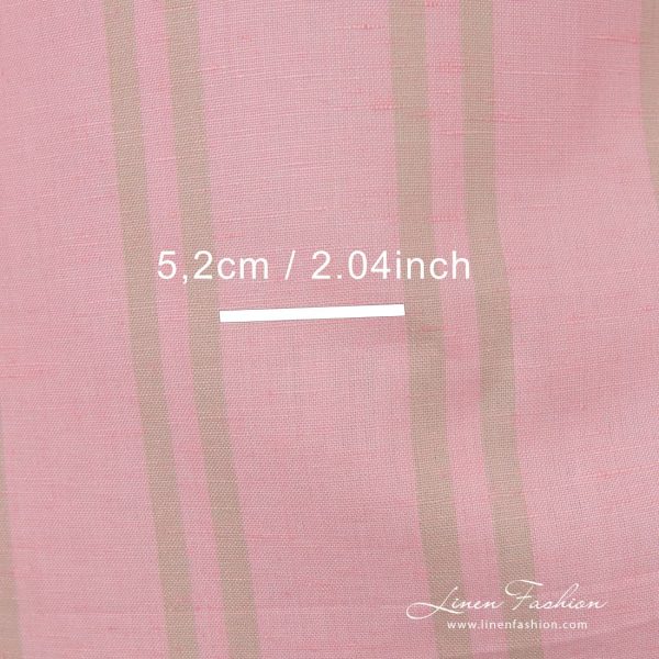 Striped pink linen cotton fabric.