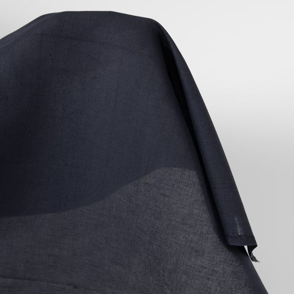 Linen cotton fabric dark navy blue colour edge