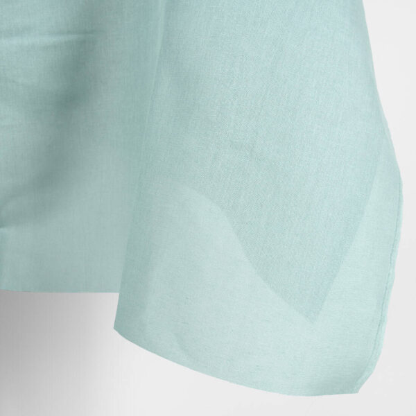 Linen cotton fabric in jadeite colour edge