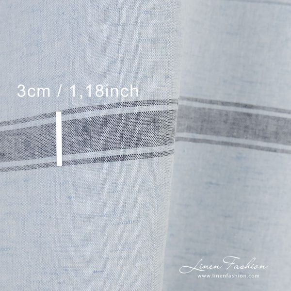 Linen cotton blueish fabric stripe size