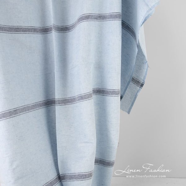 Linen cotton blueish fabric with stripes