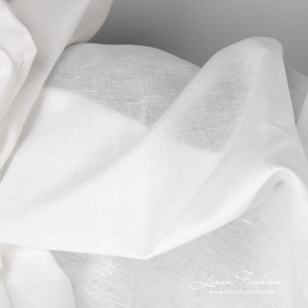 Wide lightweight, plainly-woven off-white linen / cotton fabric for sewing a variety of home decor items