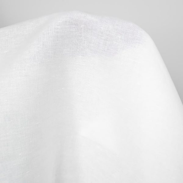 Wide linen cotton fabric in optical white close up detail