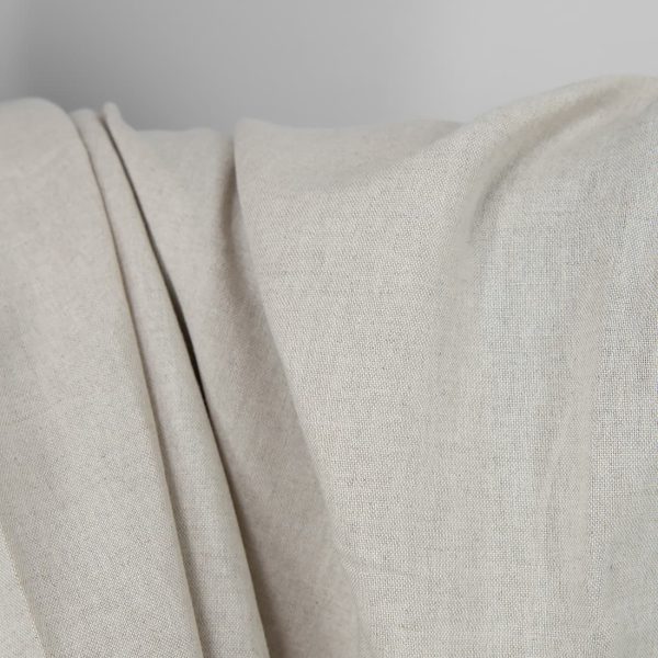 Wide linen cotton fabric natural and white mix texture