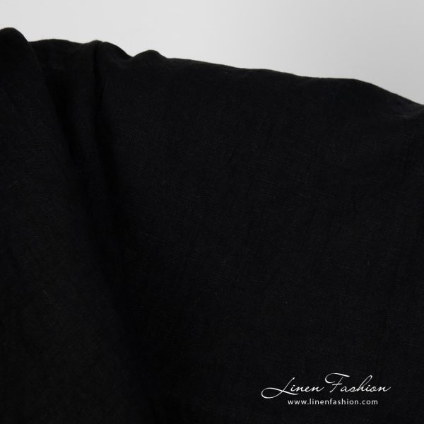 Washed linen fabric black colour product photo