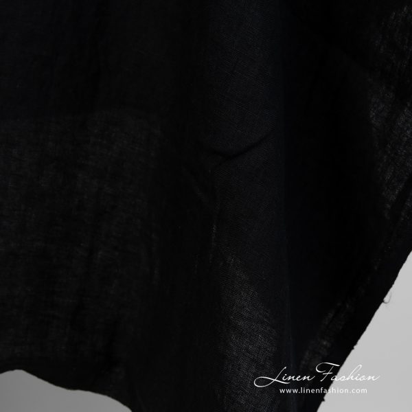 Washed linen fabric black colour edge