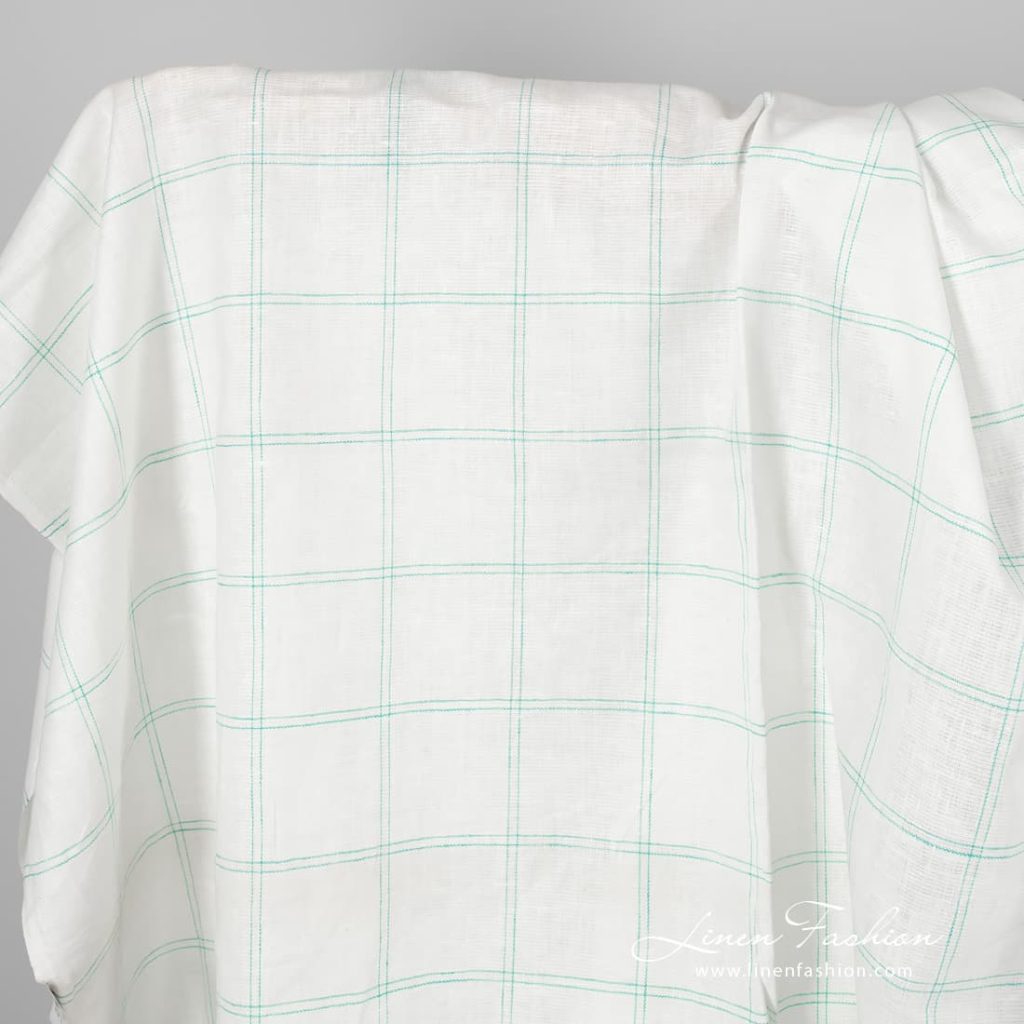 Linen fabric with green checks.
