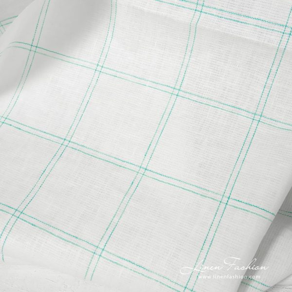 Green checked linen fabric.