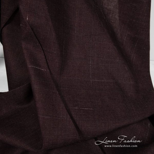 Cherry linen fabric with decorative stripes