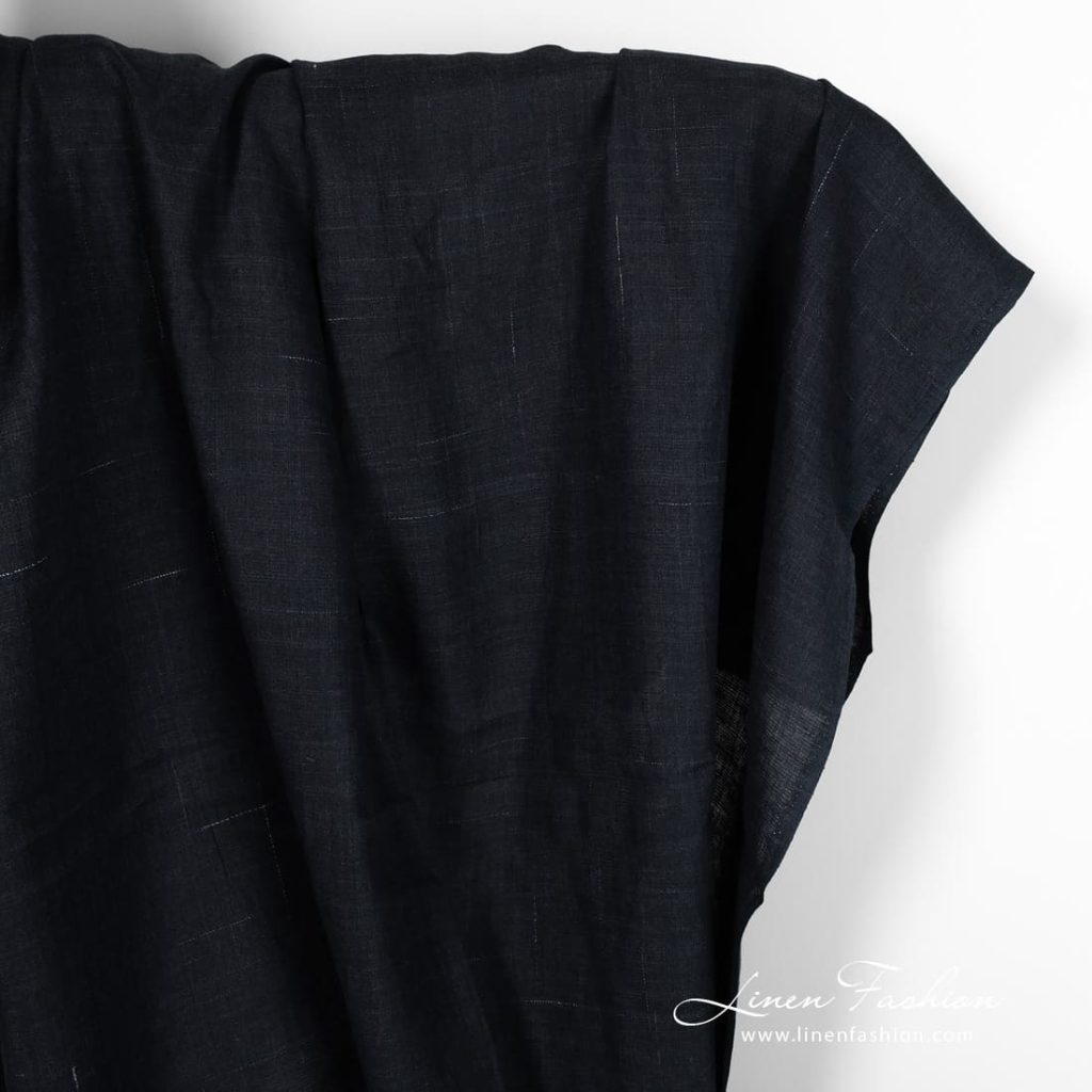 Dark blue linen fabric