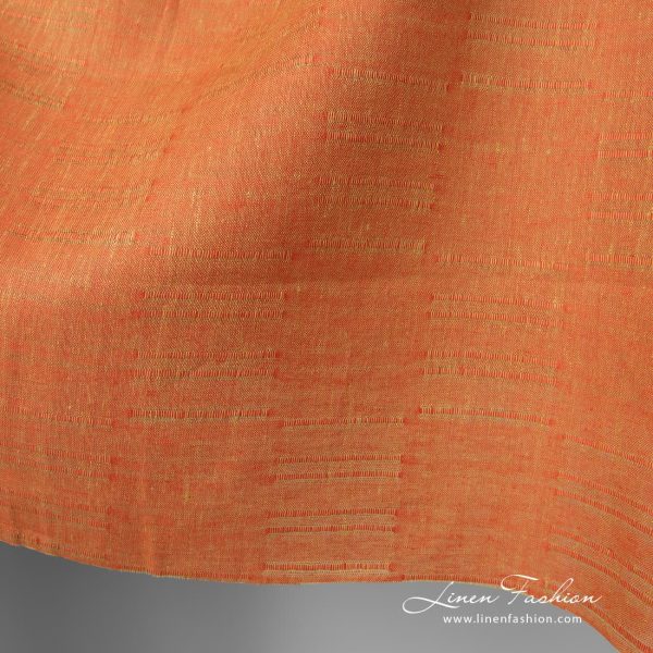 Linen fabric orange with stripes edge