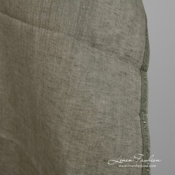 Linen fabric natural greyish green colour edge