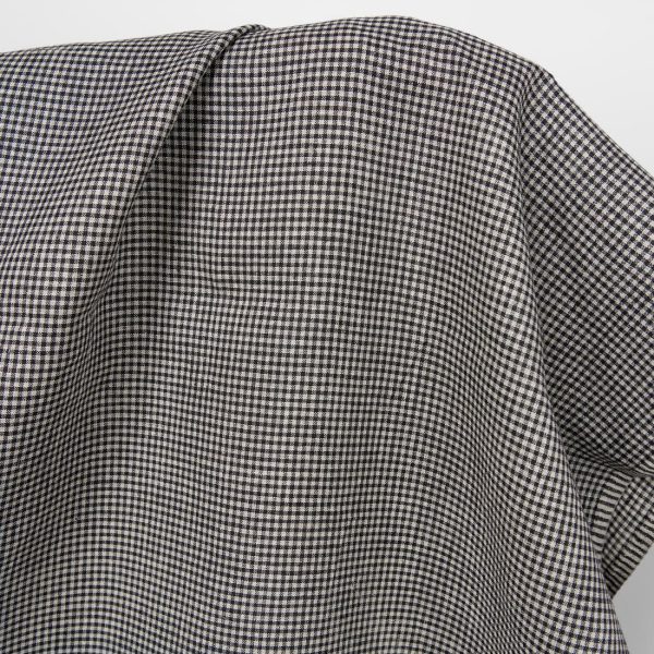 Linen fabric in natural and black checks product photo