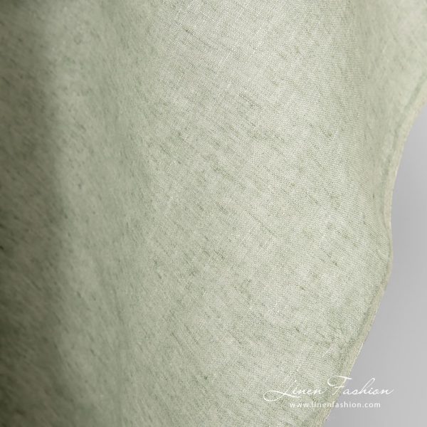 Greenish linen wide fabric in plain weave pattern