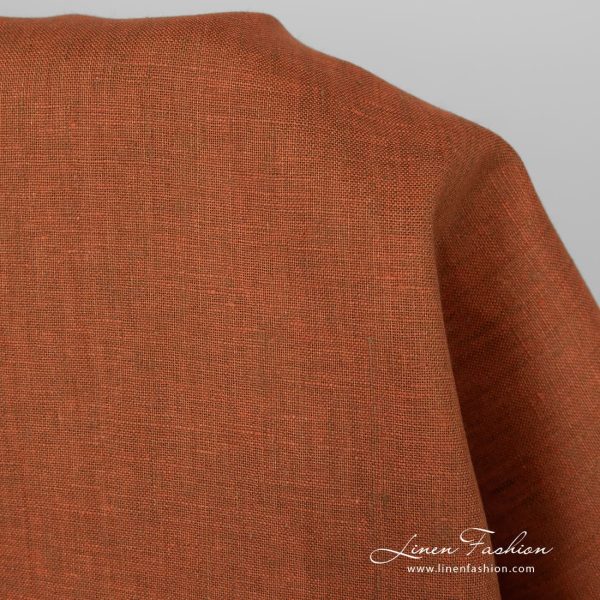 Orange linen fabric with light brown melange