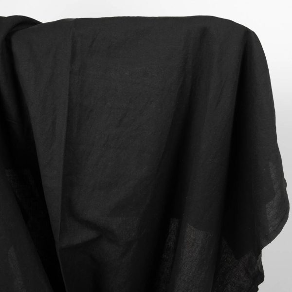 Washed linen cotton fabric black colour