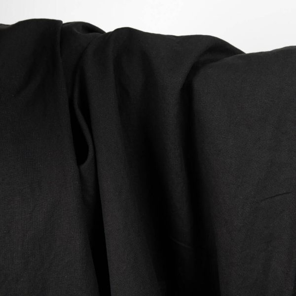 Washed linen cotton fabric black colour product photo