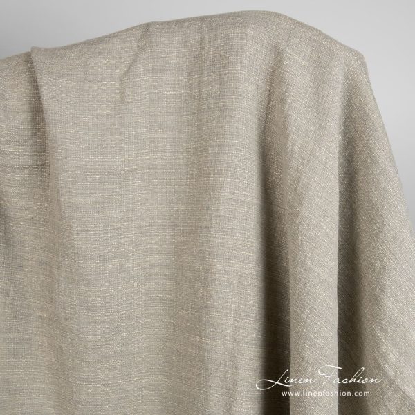 Linen cotton yellow grey fabric, specially washed to increase softness