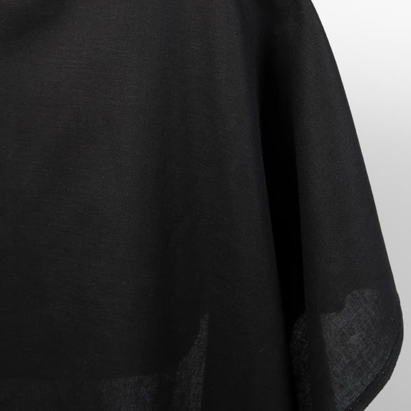 Linen cotton fabric black colour close up detail