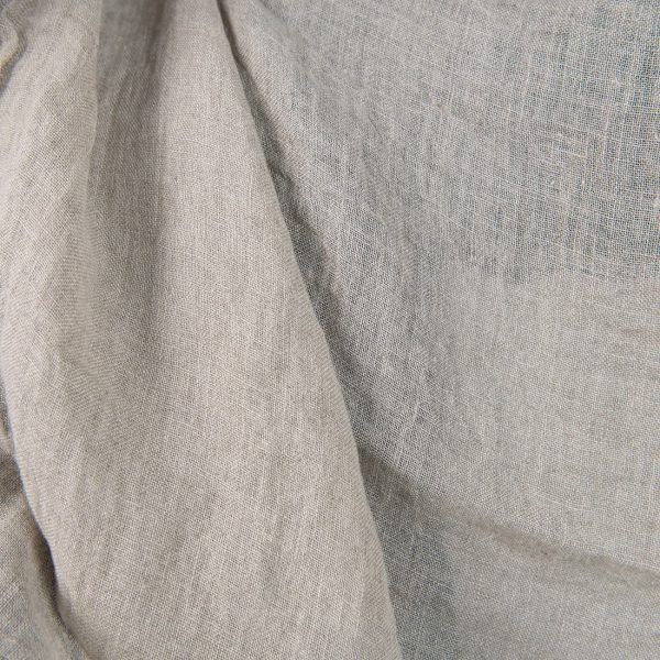 Washed linen fabric natural colour transparent close up detail