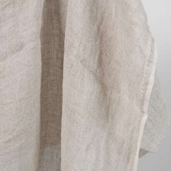Washed linen fabric natural colour transparent edge