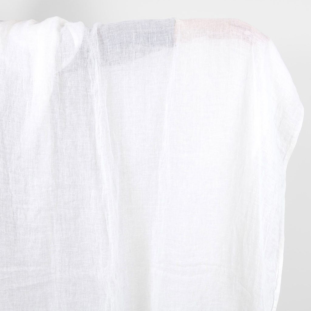 Linen fabric sheer optical white, washed