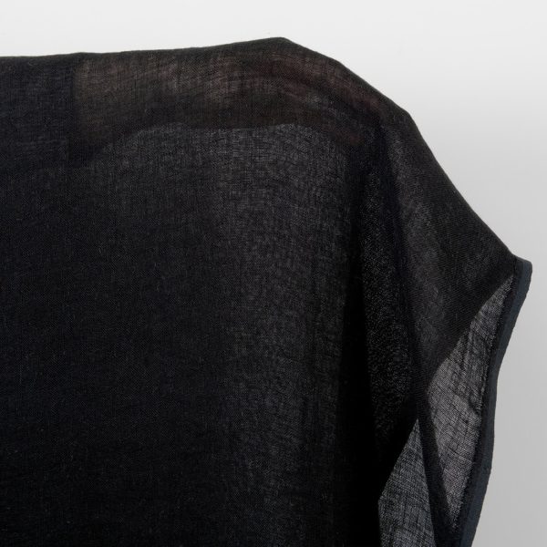 Linen fabric sheer black, washed