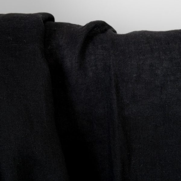 Linen fabric sheer black, plain weave