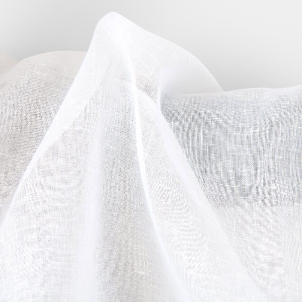 Linen fabric sheer optical white, lightweight