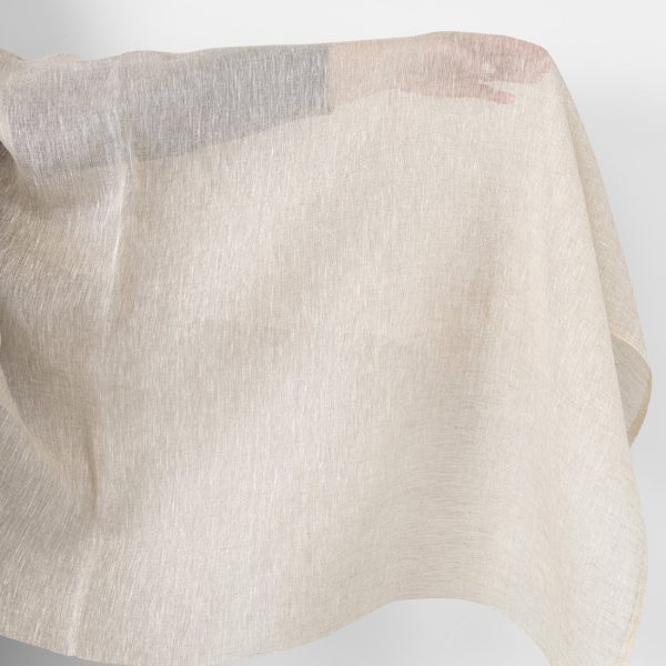 Linen fabric sheer white with undyed linen