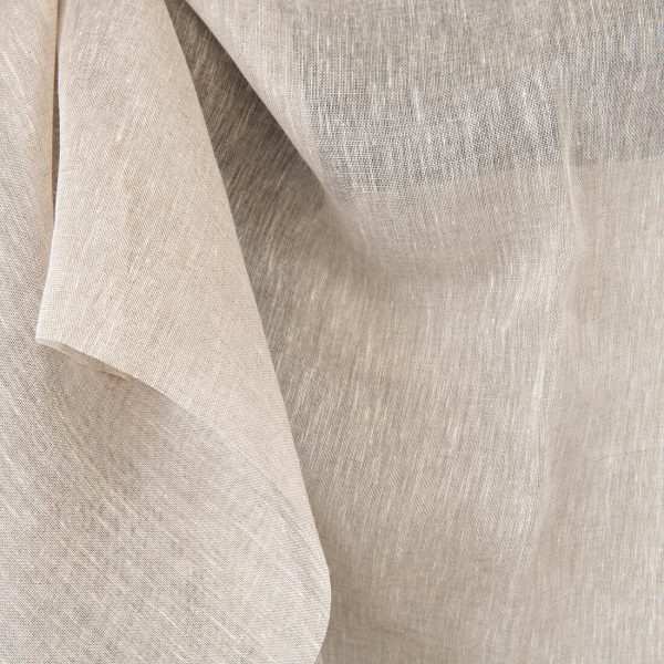 Linen fabric sheer white with undyed linen, lightweight