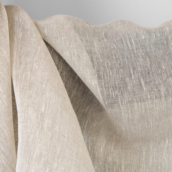 Linen fabric sheer white with undyed linen, transparent