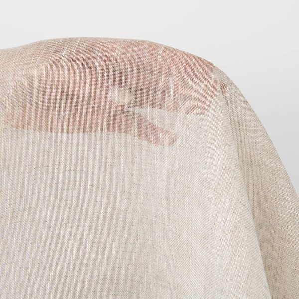 Linen fabric sheer white with undyed linen, beige colour