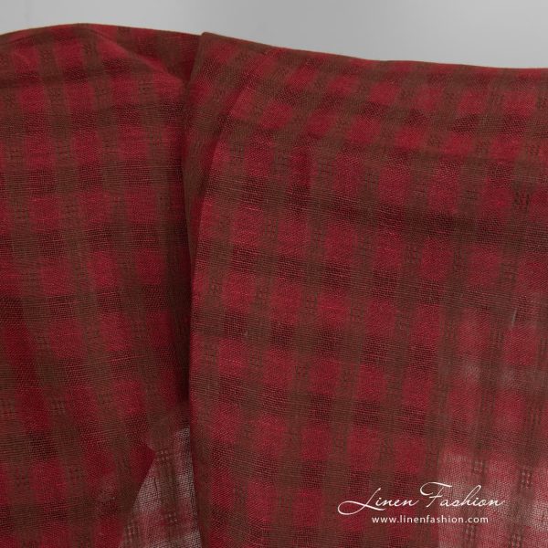 Checked red linen fabric.