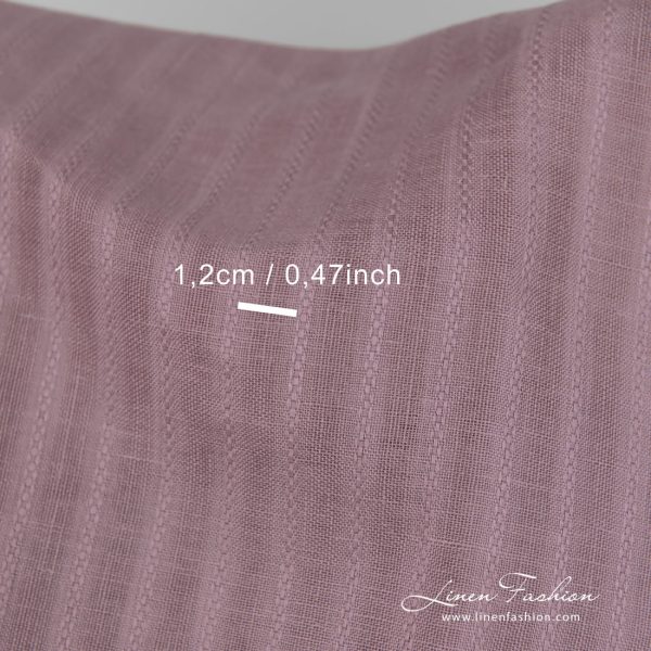 Linen fabric lilac colour with patterned stripes with measurements